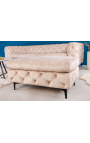 Banco "Rhea" Art Deco Chesterfield design em veludo champanhe