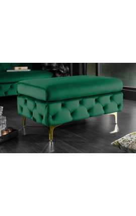 Bench "Rhea" Art Deco Chesterfield design in emerald green velvet
