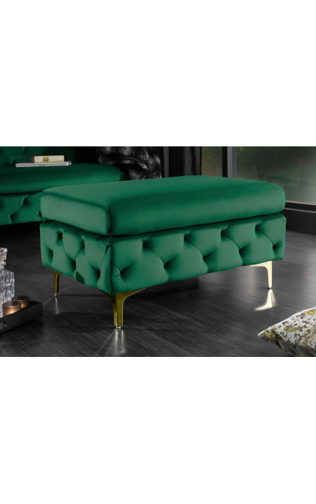 Bench "Rhea" Art Deco Chesterfield design i emerald grønn velvet