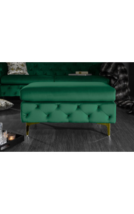 Bench &quot;Rhea&quot; Art Deco Chesterfield design a smaragd zöld velvetben