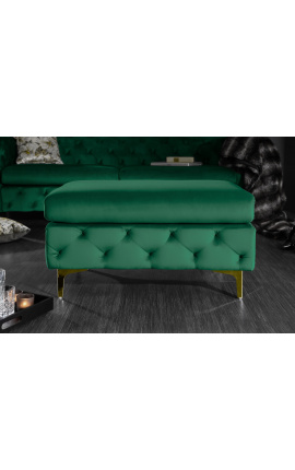 Bench Rhea Arte Deco Diseño de Chesterfield en terciopelo verde esmeralda