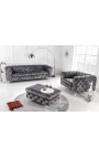 3-istuimet "Rea" sohvan muotoilu Art Deco harmaassa velvetissä