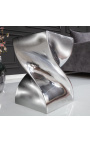 Odkládací stolek ze stříbrné oceli s krouceným efektem