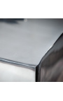 Bout de canapé en acier argenté avec effet torsadé