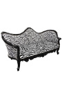 Baroque Napoleon III sofa zebra fabric and black wood