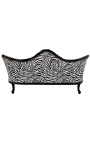 Sofa w stylu barokowym Napoleon III tkanina zebry i czarne drewno