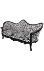 Baroque Napoleon III sofa zebra fabric and black wood