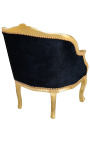 Bergfearm Louis XV stil svart sammet och guld trä - 17