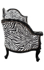 Barok Napoleon III bank zebra stof en zwart hout