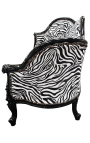 Barocksofa Napoleon III. Zebrastoff und schwarzes Holz