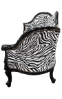 Baroque Napoleon III sofa zebra fabric and black wood