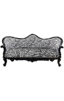 Baroque Napoleon III sofa zebra fabric and black wood