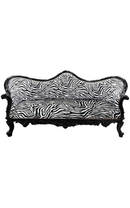 Canapé baroque Napoléon III tissu zébré et bois noir