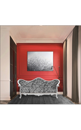 Baroque kanapé Napoléon III zebra nyomtatott anyag és ezüst fa
