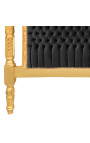 Barockbett-Kopfteil aus schwarzem Samtstoff und goldenem Holz