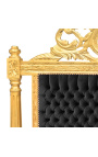 Cabeceira barroca em tecido veludo preto e madeira dourada