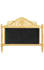 Baroque bed headboard black velvet fabric and gold wood