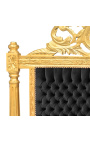 Cama barroca em tecido veludo preto e madeira folheada a ouro