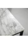 Tavolino quadrato "Keigo" in metallo nero e piano in marmo bianco