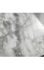 Table basse carrée "Keigo" en métal noir et plateau marbre blanc