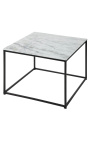 "Keigo" fyrkantigt soffbord i svart metall och vit marmor topp
