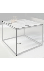Quadratischer Couchtisch "Keigo" aus schwarzem Metall und weißer Marmorplatte