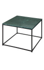 Mesa de café quadrada "Keigo" metal preto e mármore verde
