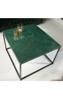 Tavolino quadrato "Keigo" in metallo nero e piano in marmo verde