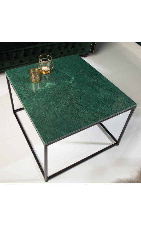 "Všeobecný" štvorcový konferenčný stolík v čiernom kovu a zelenom mramore top