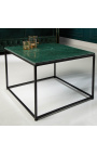 Mesa de café quadrada "Keigo" metal preto e mármore verde