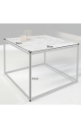 Table basse carrée "Keigo" en métal noir et plateau marbre gris