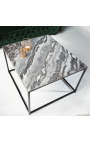 "Všeobecný" štvorcový konferenčný stolík v čiernom kovu a sivej mramorovej top