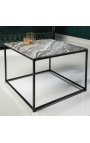 Mesa de café quadrada "Keigo" top de mármore preto e cinza