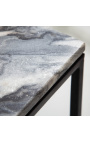 "Keigo" square coffee table in black metal and gray marble top