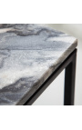 Mesa de café quadrada "Keigo" top de mármore preto e cinza
