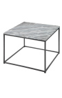 "Keigo" square coffee table in black metal and gray marble top