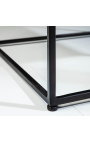 Table basse carrée "Keigo" en métal noir et plateau marbre blanc