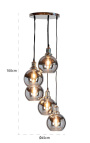 Designový chandelíř "Liber E" s 5 kouřenými skleněnými koule