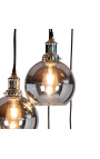 Design chandelier "Liber E" with 5 smoked glass globes