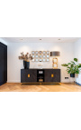 HERMIA sideboard with black marble top and golden brass