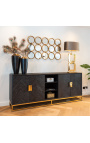 Credenza BOHO in rovere nero e acciaio inossidabile oro