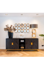 Credenza BOHO in rovere nero e acciaio inossidabile oro