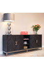 Buffet BOHO en chêne noir et acier inoxydable argenté