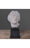 Stor skulptur Chef för Artemis i terrakotta på svart stöd