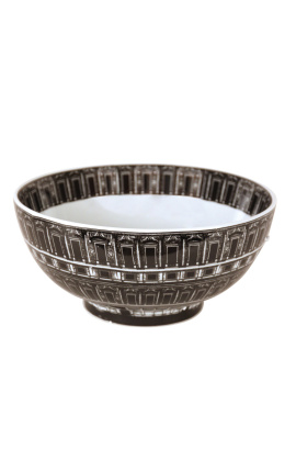 "Palace" salad bowl in black and white enamelled porcelain