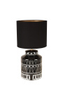 Цилиндрична основа за лампа "Palace" от черен и бял емайлиран порцелан