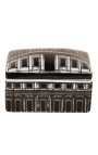 Rectangular box with "Palace" lid in black and white enameled porcelain