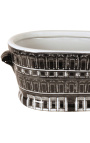 Vasa Ovală / dimensiunea plantelor L "Palatul" în porcelain negru și alb emal