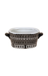 Oval vase / plantestørrelse S Palace Palace i sort og hvid emaljeret porcelæn