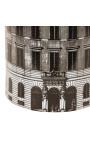 Cylindrical vase / planter size M "Palace" in black and white enameled porcelain